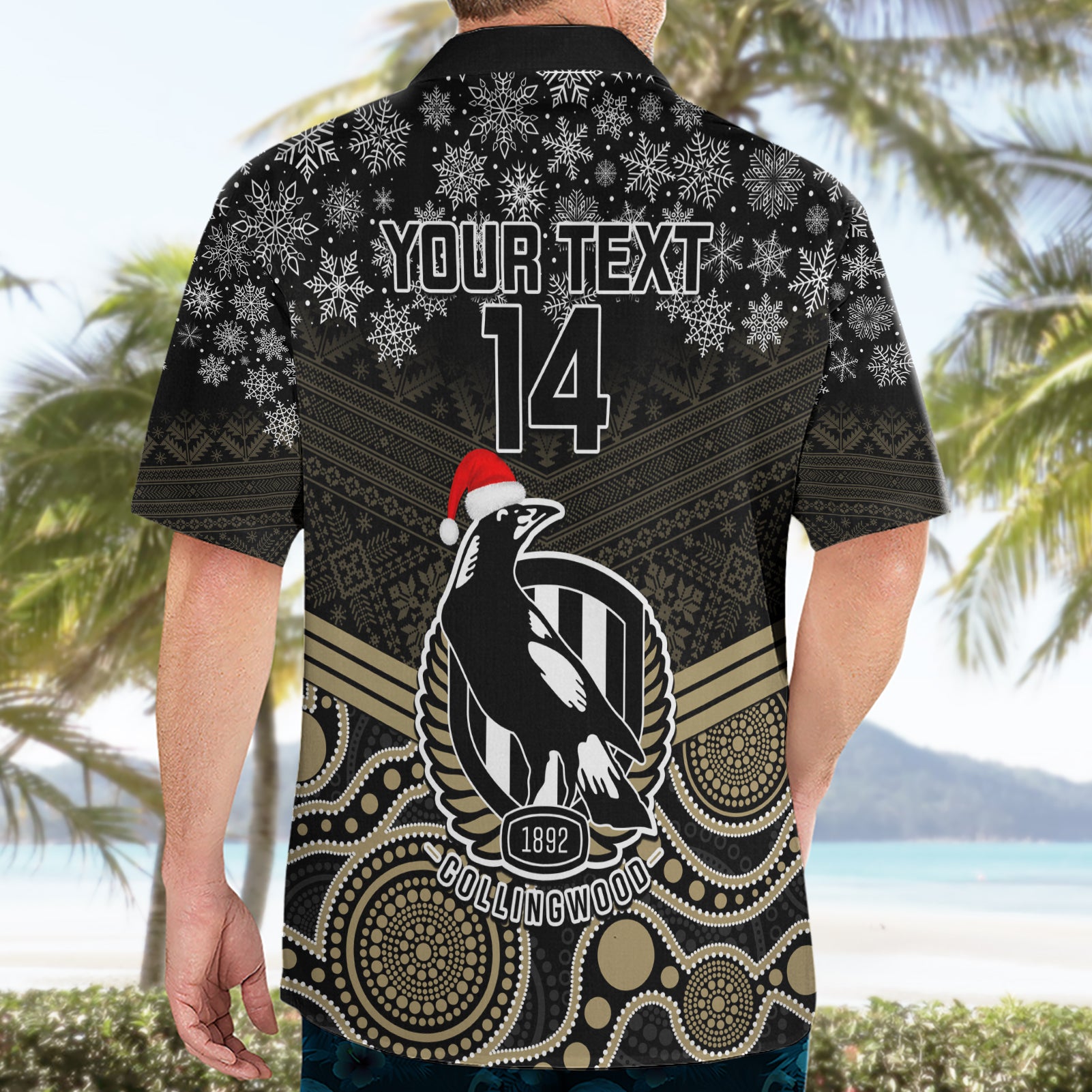 Custom Collingwood Football Christmas Hawaiian Shirt Merry Xmas 2023 Mix Aboriginal Art - Vibe Hoodie Shop