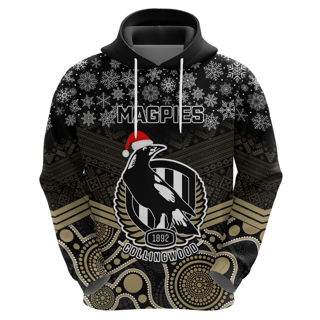 Custom Collingwood Football Christmas Hoodie Merry Xmas 2023 Mix Aboriginal Art - Vibe Hoodie Shop