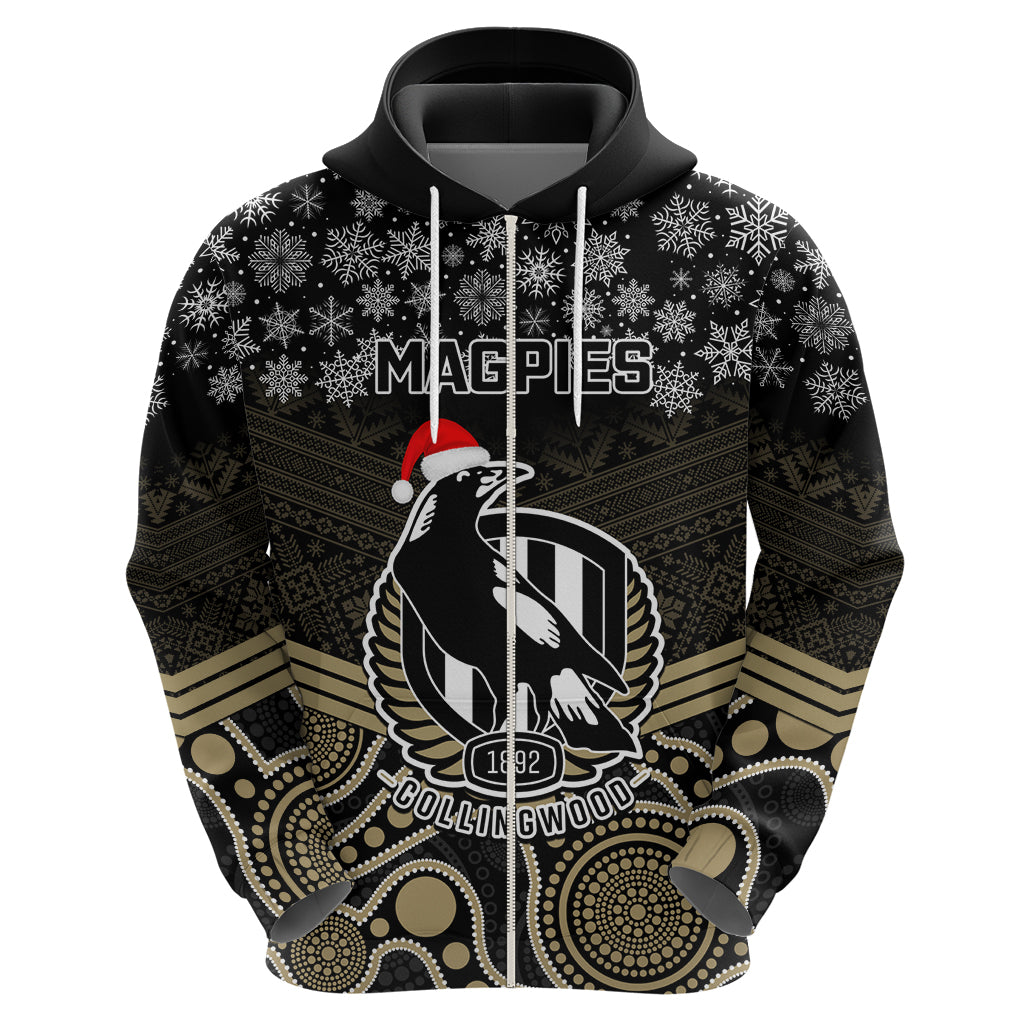 Custom Collingwood Football Christmas Hoodie Merry Xmas 2023 Mix Aboriginal Art - Vibe Hoodie Shop