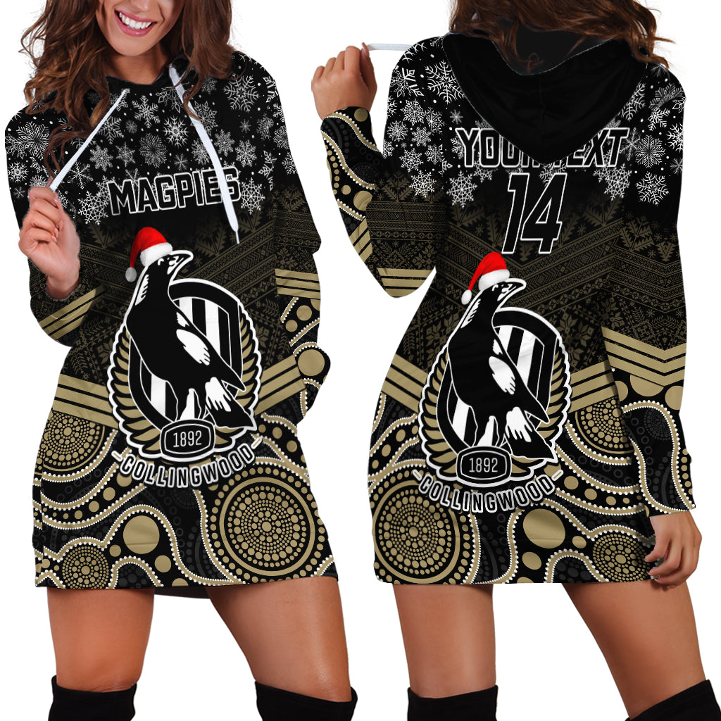 Custom Collingwood Football Christmas Hoodie Dress Merry Xmas 2023 Mix Aboriginal Art - Vibe Hoodie Shop