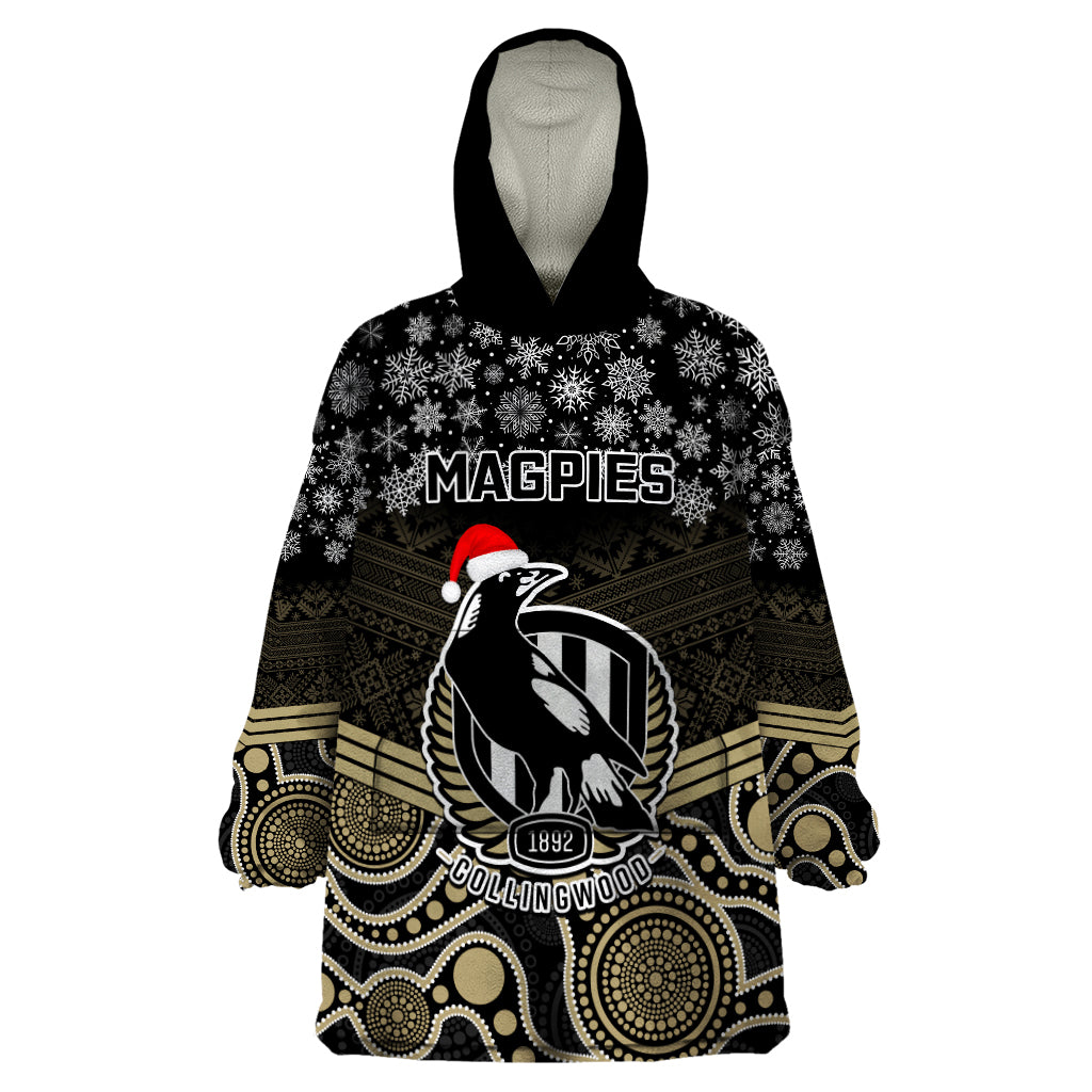 Custom Collingwood Football Christmas Wearable Blanket Hoodie Merry Xmas 2023 Mix Aboriginal Art - Vibe Hoodie Shop