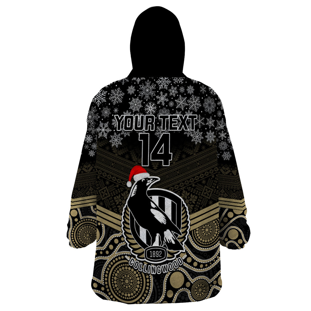 Custom Collingwood Football Christmas Wearable Blanket Hoodie Merry Xmas 2023 Mix Aboriginal Art - Vibe Hoodie Shop