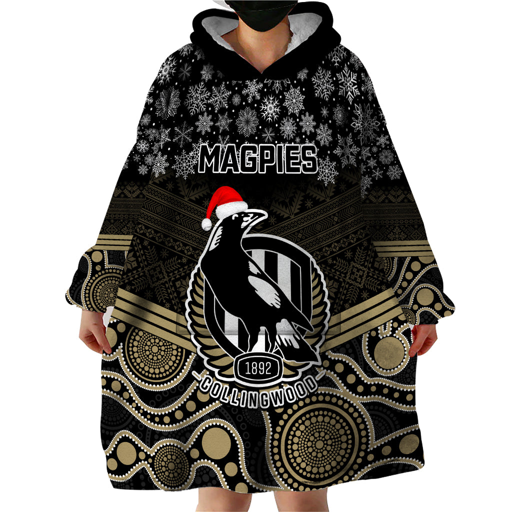 Custom Collingwood Football Christmas Wearable Blanket Hoodie Merry Xmas 2023 Mix Aboriginal Art - Vibe Hoodie Shop