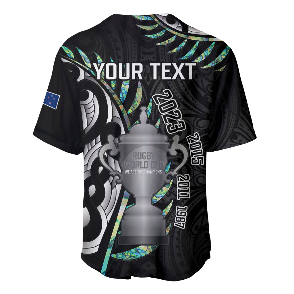 Personalised New Zealand Silver Fern Rugby Baseball Jersey Paua Shell With Champions Trophy History NZ Forever - Vibe Hoodie Shop