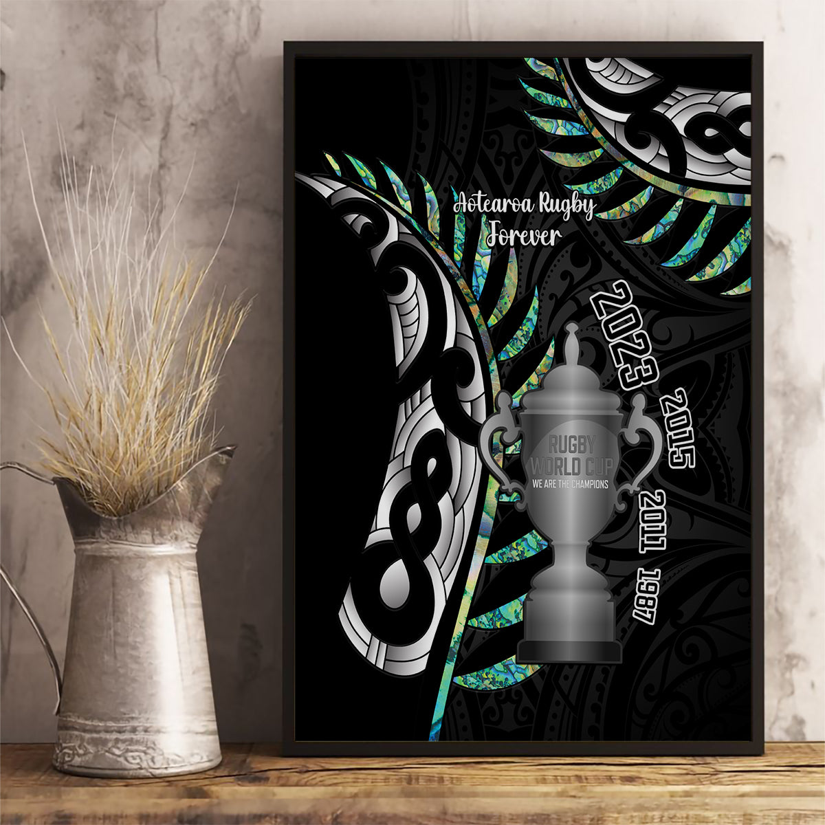 personalised-new-zealand-silver-fern-rugby-canvas-wall-art-paua-shell-with-champions-trophy-history-nz-forever