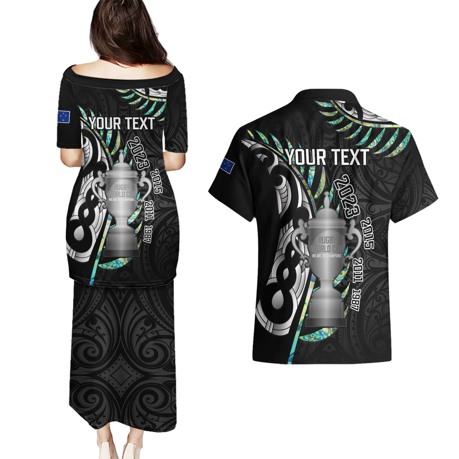 personalised-new-zealand-silver-fern-rugby-couples-matching-puletasi-dress-and-hawaiian-shirt-paua-shell-with-champions-trophy-history-nz-forever