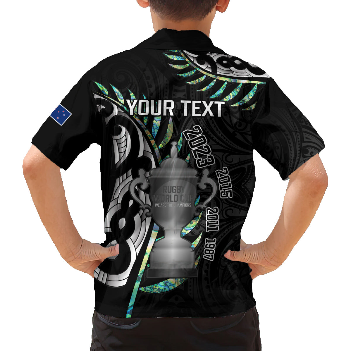 personalised-new-zealand-silver-fern-rugby-family-matching-off-shoulder-maxi-dress-and-hawaiian-shirt-paua-shell-with-champions-trophy-history-nz-forever