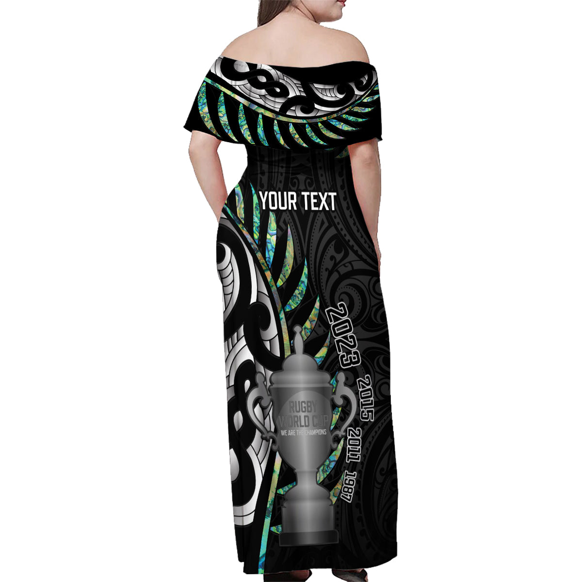 personalised-new-zealand-silver-fern-rugby-family-matching-off-shoulder-maxi-dress-and-hawaiian-shirt-paua-shell-with-champions-trophy-history-nz-forever
