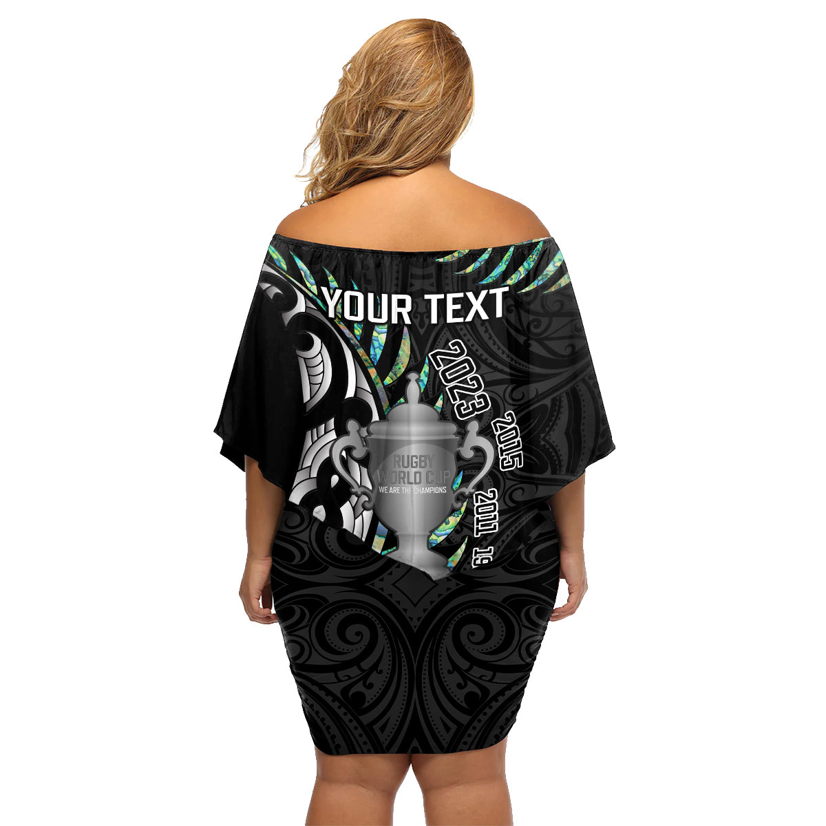 personalised-new-zealand-silver-fern-rugby-family-matching-off-shoulder-short-dress-and-hawaiian-shirt-paua-shell-with-champions-trophy-history-nz-forever