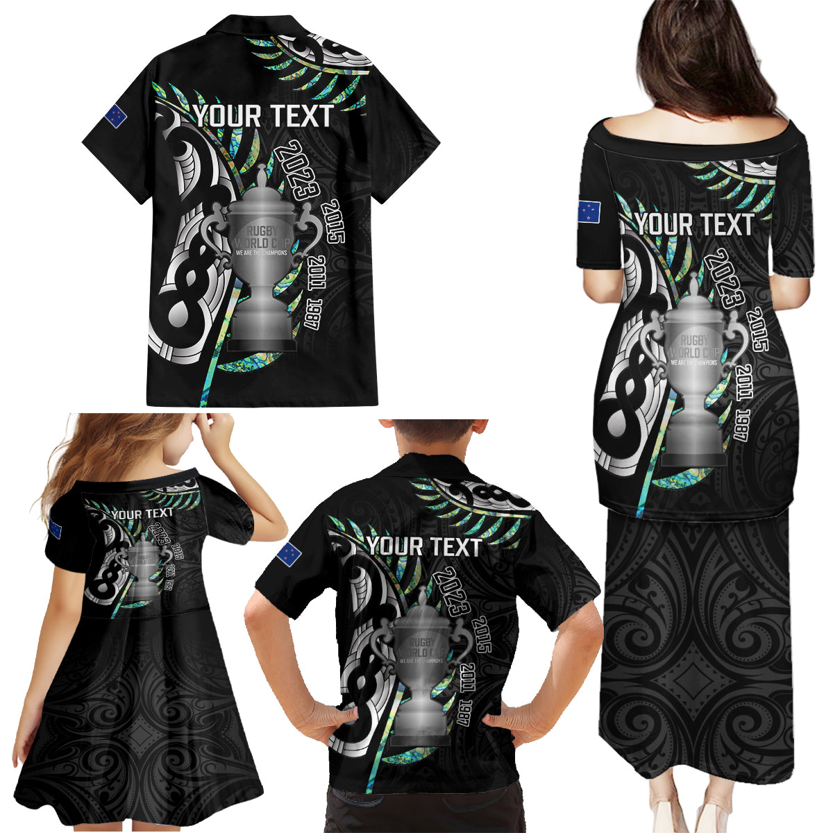 personalised-new-zealand-silver-fern-rugby-family-matching-puletasi-dress-and-hawaiian-shirt-paua-shell-with-champions-trophy-history-nz-forever