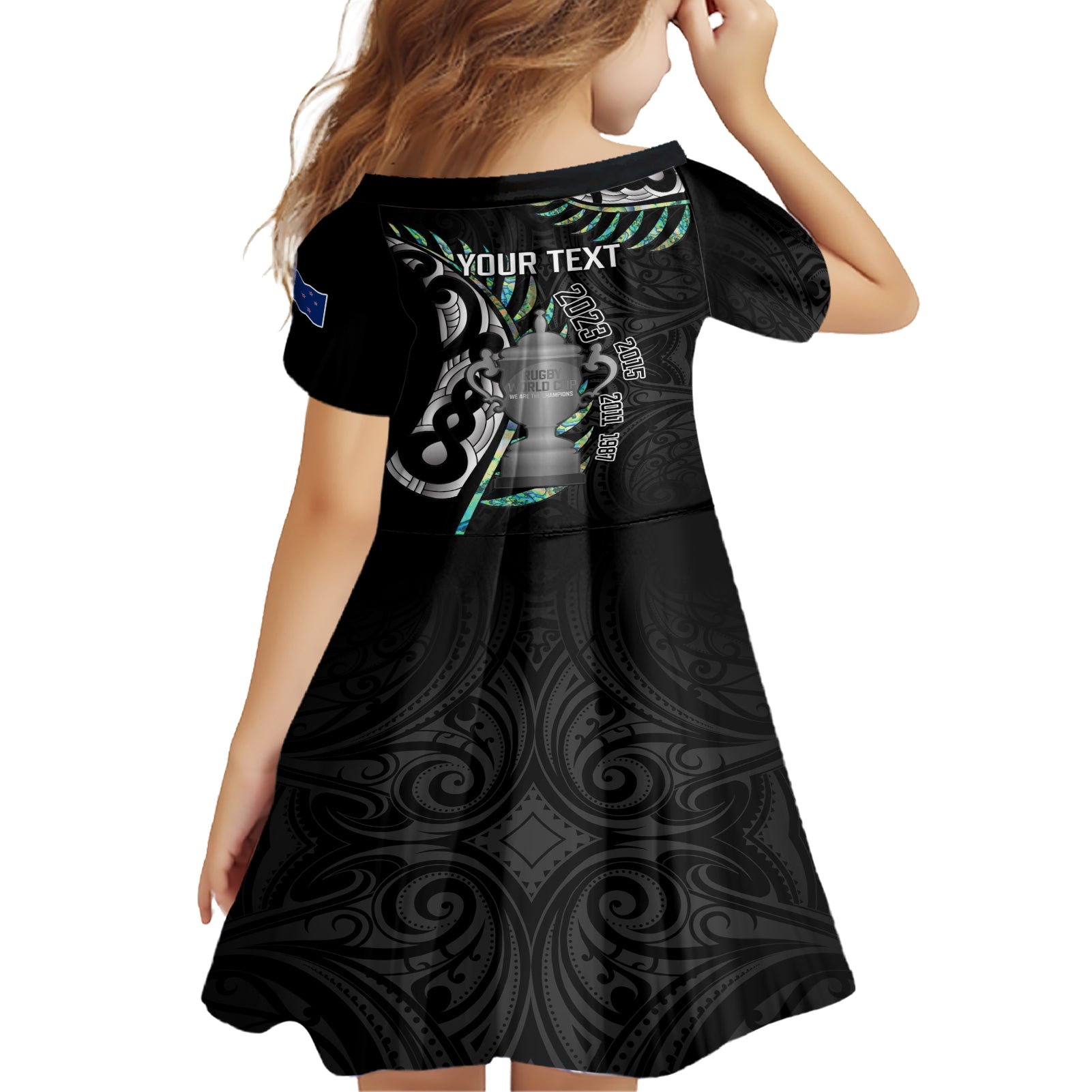 personalised-new-zealand-silver-fern-rugby-family-matching-short-sleeve-bodycon-dress-and-hawaiian-shirt-paua-shell-with-champions-trophy-history-nz-forever