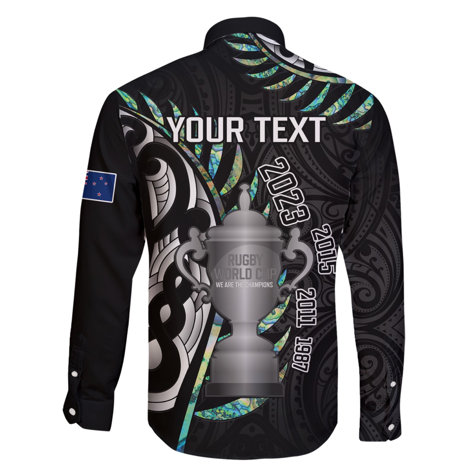 personalised-new-zealand-silver-fern-rugby-family-matching-short-sleeve-bodycon-dress-and-hawaiian-shirt-paua-shell-with-champions-trophy-history-nz-forever