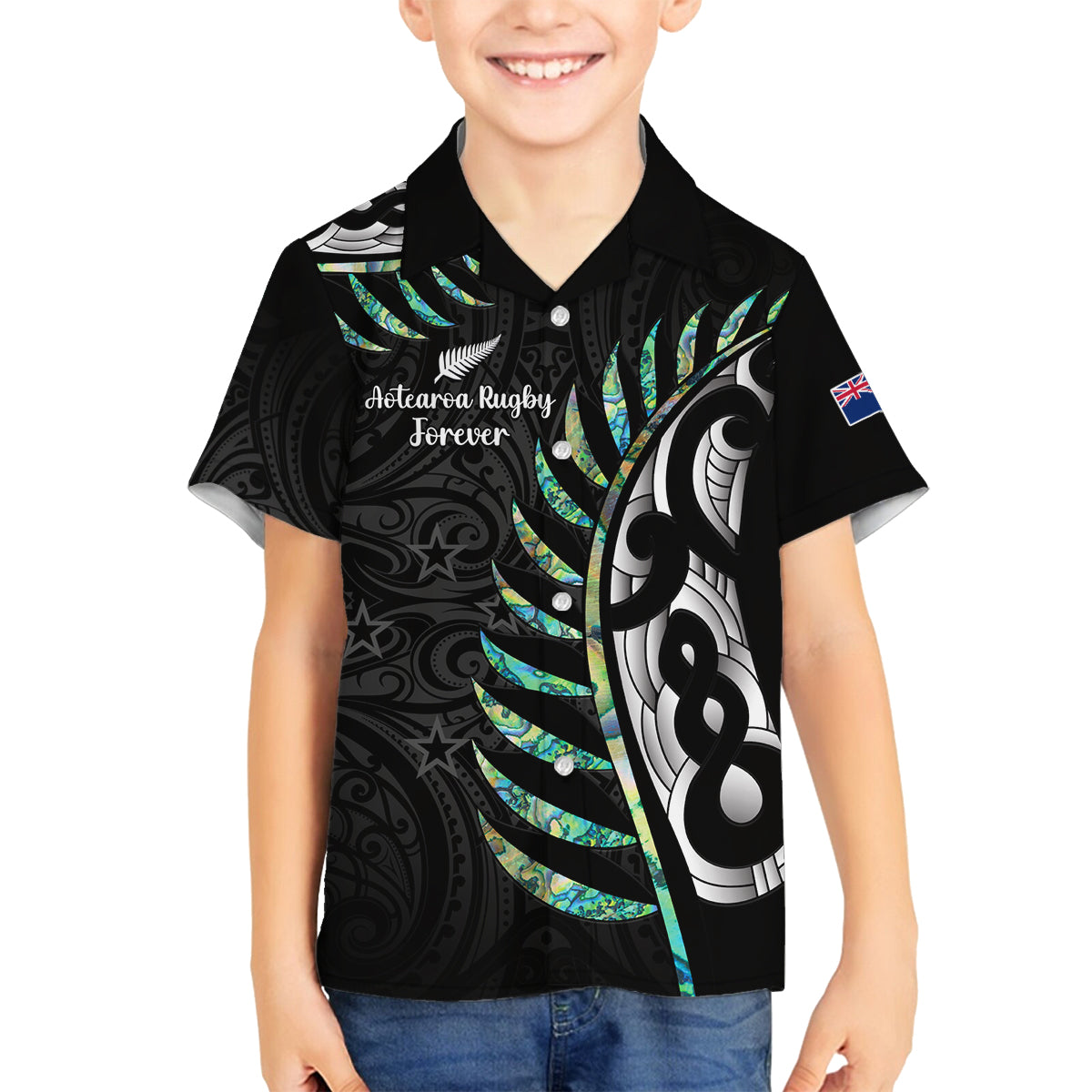 personalised-new-zealand-silver-fern-rugby-family-matching-tank-maxi-dress-and-hawaiian-shirt-paua-shell-with-champions-trophy-history-nz-forever