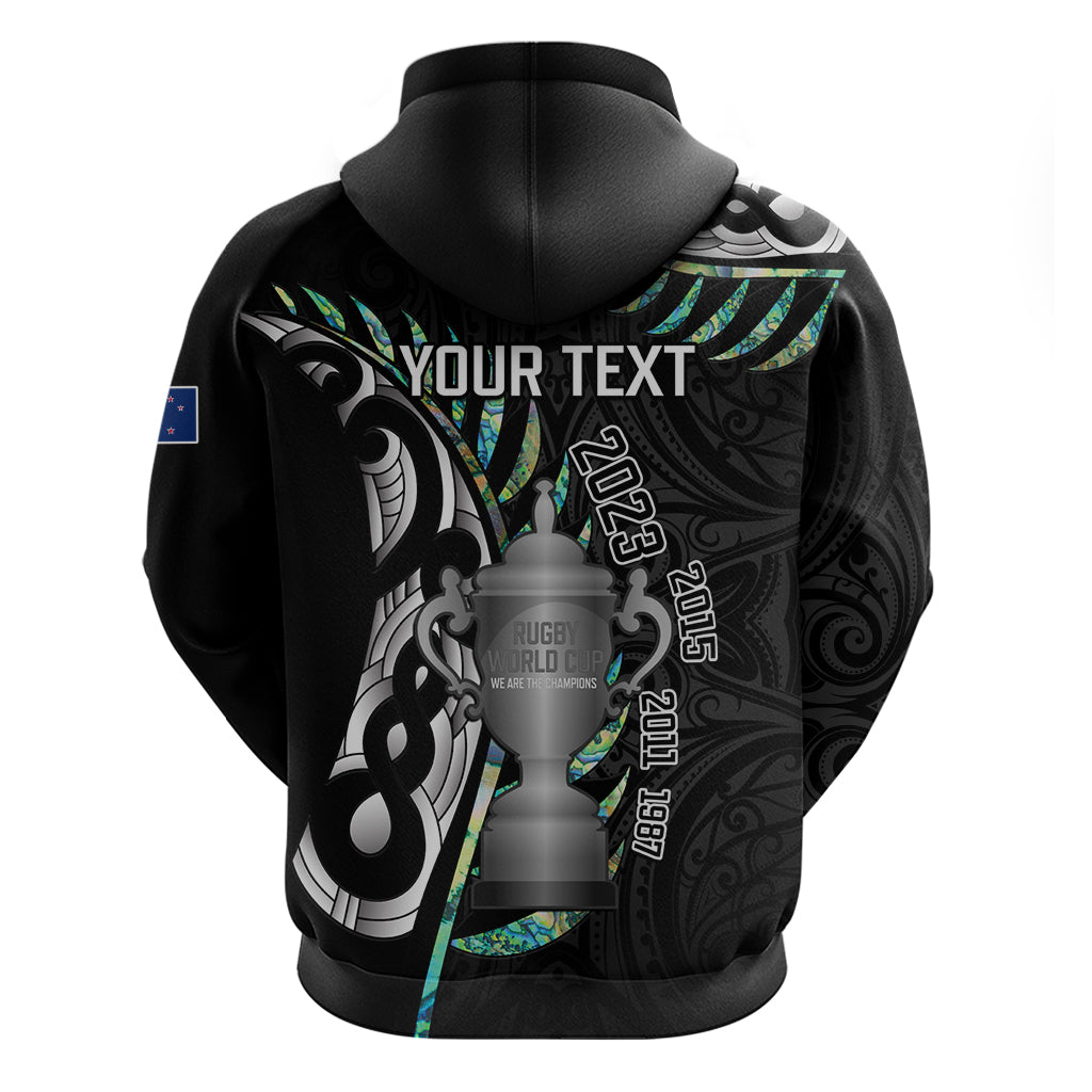 Personalised New Zealand Silver Fern Rugby Hoodie Paua Shell With Champions Trophy History NZ Forever - Vibe Hoodie Shop