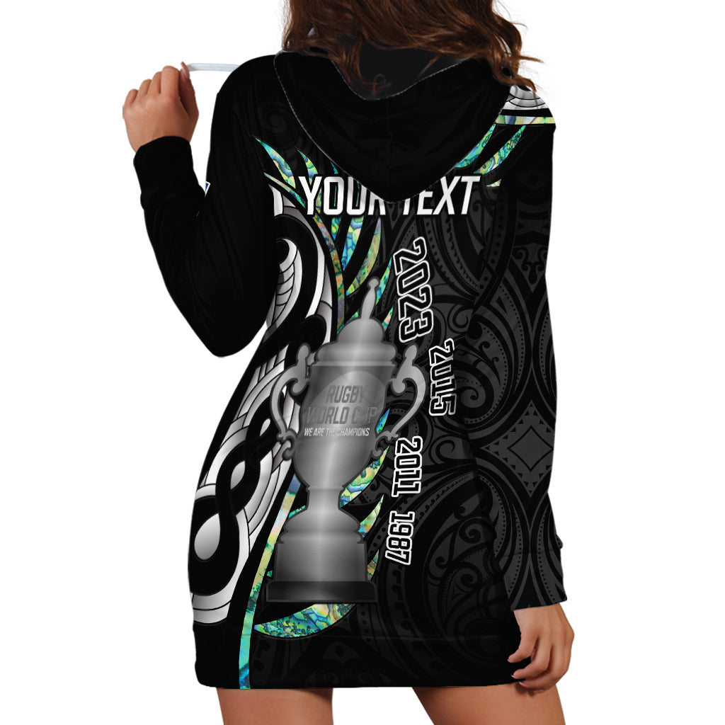 Personalised New Zealand Silver Fern Rugby Hoodie Dress Paua Shell With Champions Trophy History NZ Forever - Vibe Hoodie Shop
