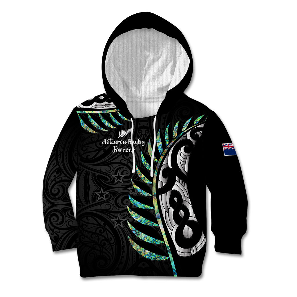 Personalised New Zealand Silver Fern Rugby Kid Hoodie Paua Shell With Champions Trophy History NZ Forever - Vibe Hoodie Shop
