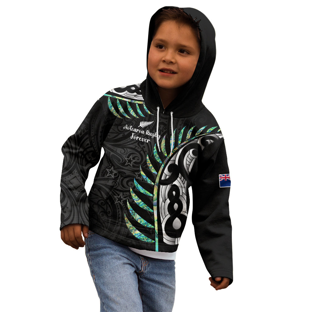 Personalised New Zealand Silver Fern Rugby Kid Hoodie Paua Shell With Champions Trophy History NZ Forever - Vibe Hoodie Shop