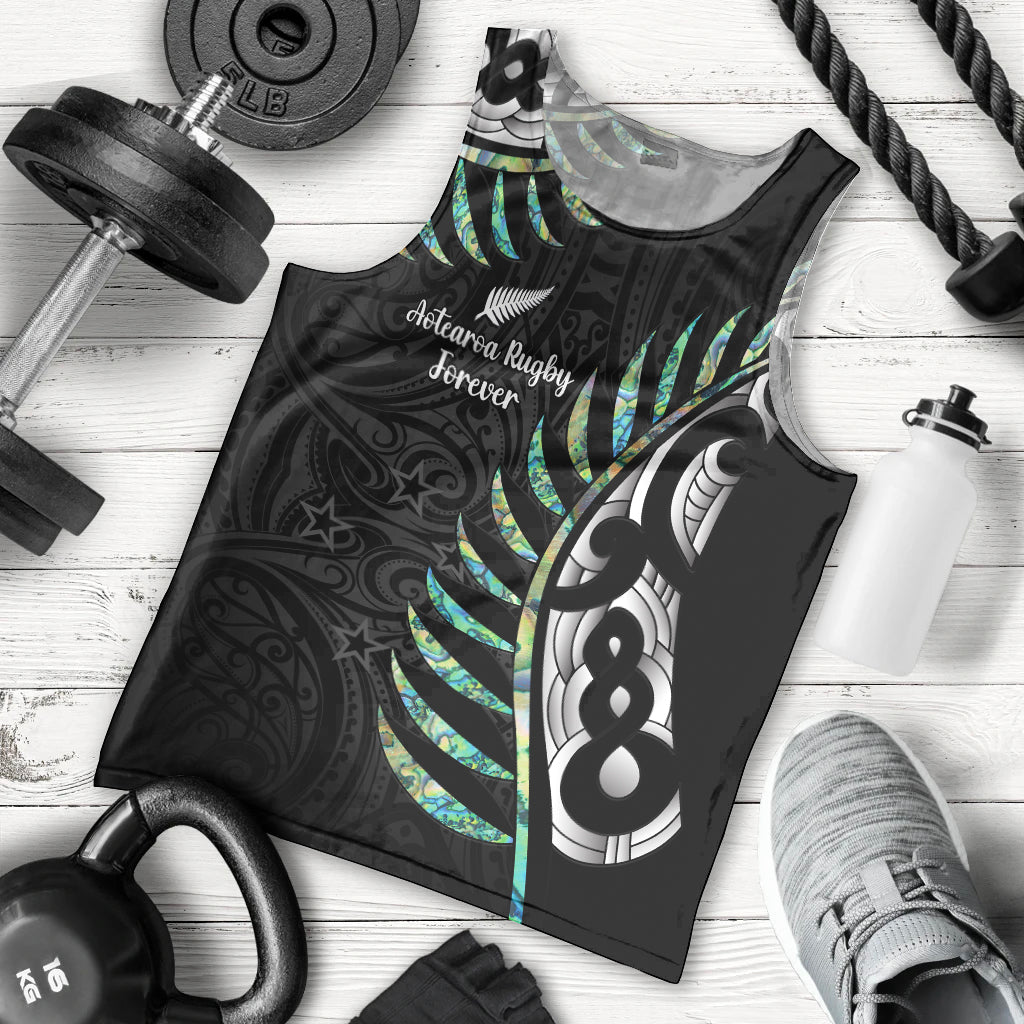 Personalised New Zealand Silver Fern Rugby Men Tank Top Paua Shell With Champions Trophy History NZ Forever - Vibe Hoodie Shop