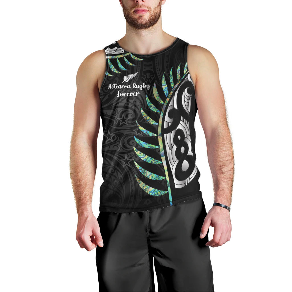 Personalised New Zealand Silver Fern Rugby Men Tank Top Paua Shell With Champions Trophy History NZ Forever - Vibe Hoodie Shop