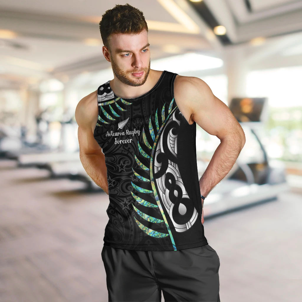 Personalised New Zealand Silver Fern Rugby Men Tank Top Paua Shell With Champions Trophy History NZ Forever - Vibe Hoodie Shop