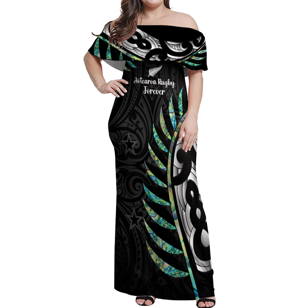 personalised-new-zealand-silver-fern-rugby-off-shoulder-maxi-dress-paua-shell-with-champions-trophy-history-nz-forever