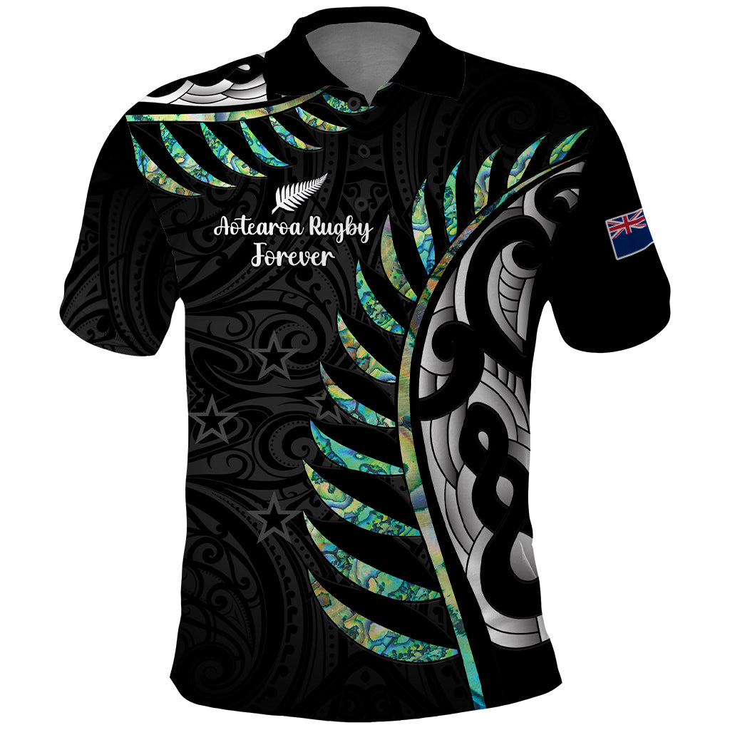 Personalised New Zealand Silver Fern Rugby Polo Shirt Paua Shell With Champions Trophy History NZ Forever - Vibe Hoodie Shop