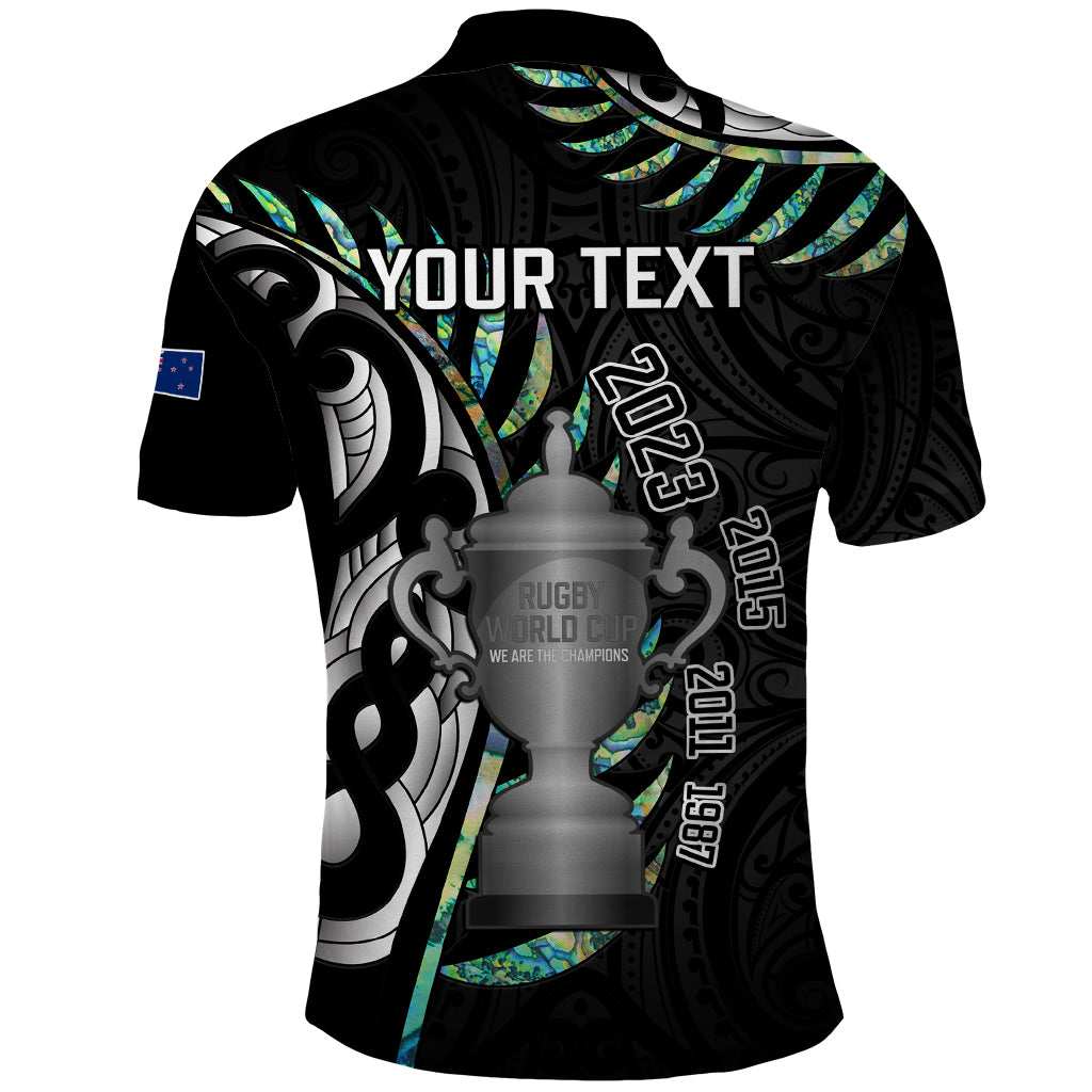 Personalised New Zealand Silver Fern Rugby Polo Shirt Paua Shell With Champions Trophy History NZ Forever - Vibe Hoodie Shop