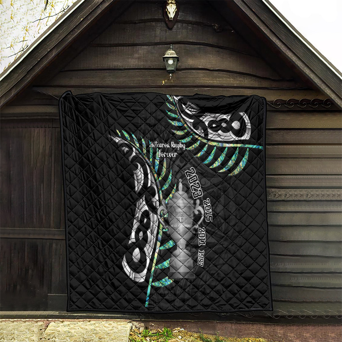 Personalised New Zealand Silver Fern Rugby Quilt Paua Shell With Champions Trophy History NZ Forever - Vibe Hoodie Shop