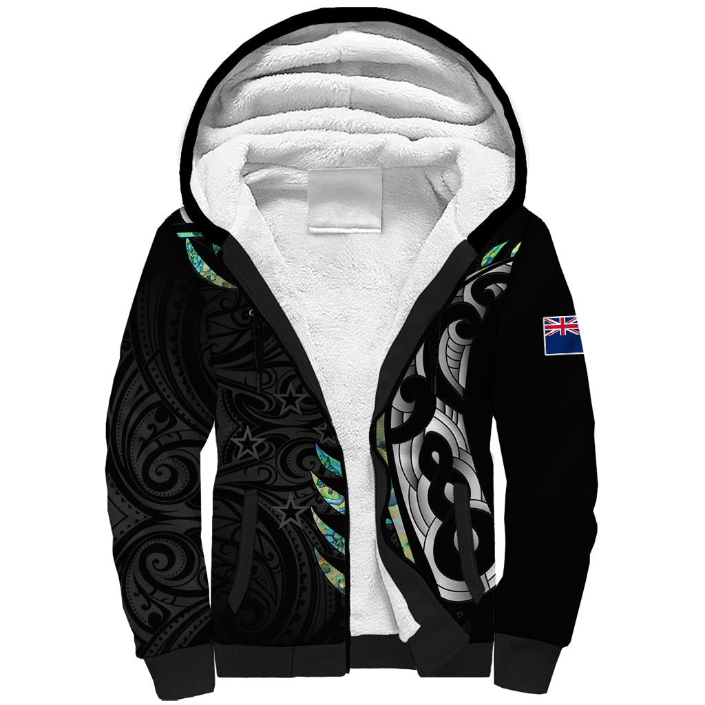 Personalised New Zealand Silver Fern Rugby Sherpa Hoodie Paua Shell With Champions Trophy History NZ Forever - Vibe Hoodie Shop