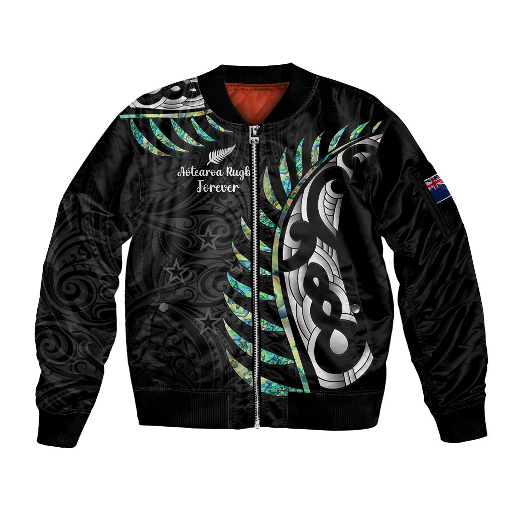 personalised-new-zealand-silver-fern-rugby-sleeve-zip-bomber-jacket-paua-shell-with-champions-trophy-history-nz-forever