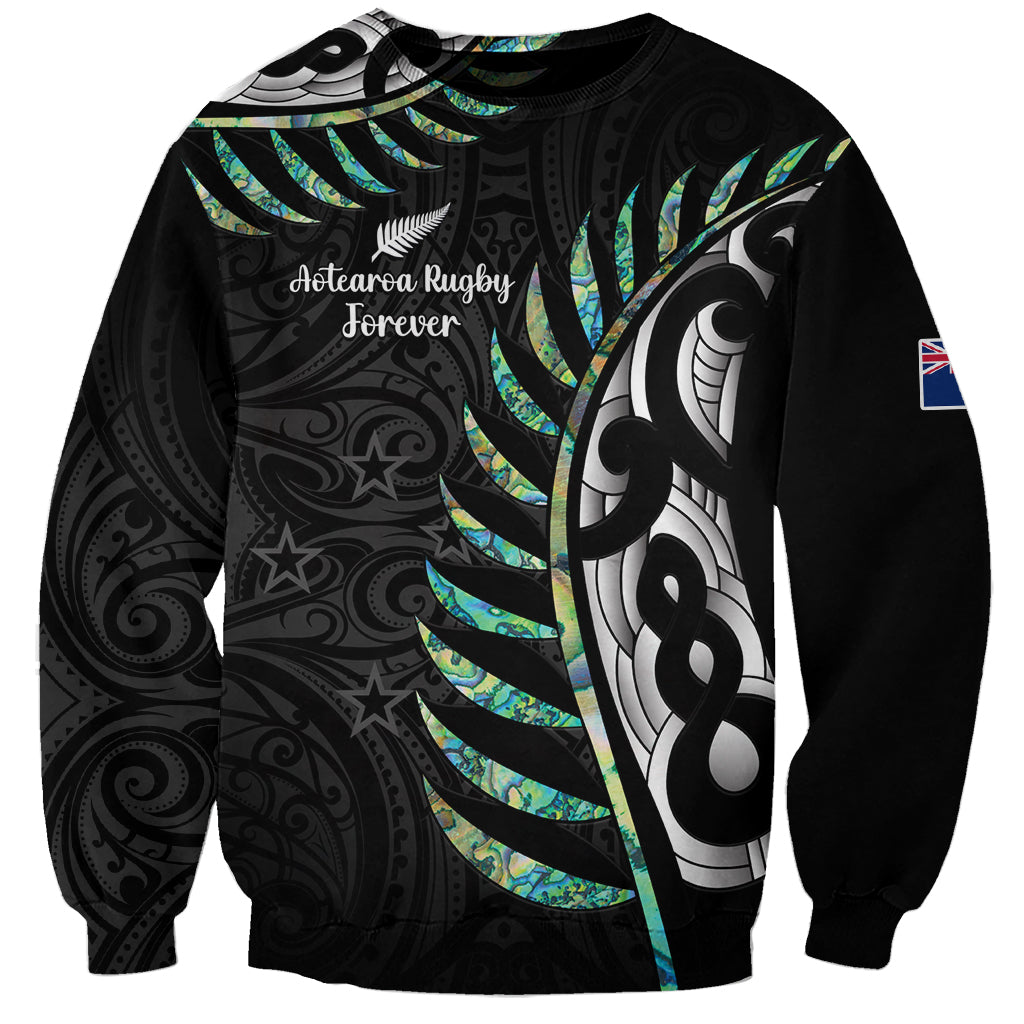 Personalised New Zealand Silver Fern Rugby Sweatshirt Paua Shell With Champions Trophy History NZ Forever - Vibe Hoodie Shop