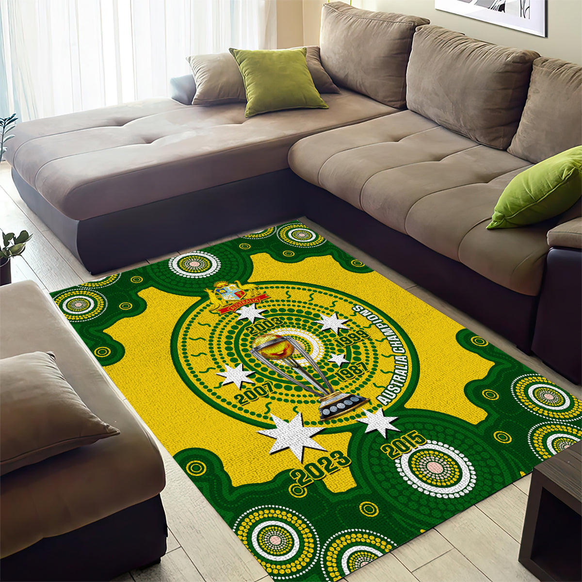 Australia Cricket Area Rug 2023 World Cup 6th Champions Trophy National Color - Vibe Hoodie Shop