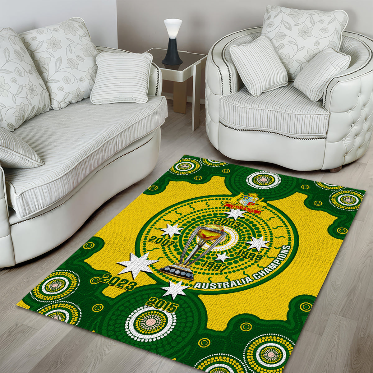 Australia Cricket Area Rug 2023 World Cup 6th Champions Trophy National Color - Vibe Hoodie Shop