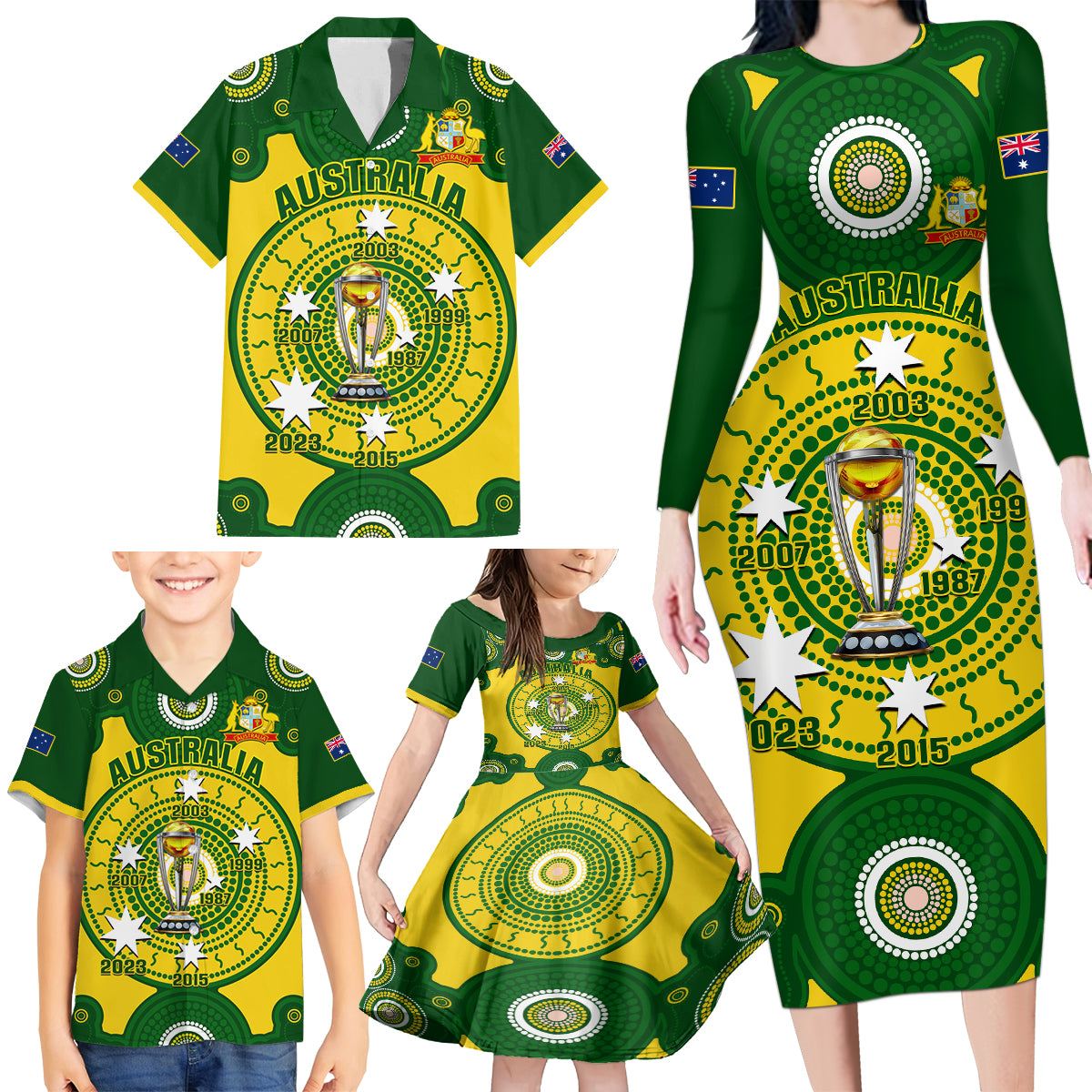 australia-cricket-family-matching-long-sleeve-bodycon-dress-and-hawaiian-shirt-2023-world-cup-6th-champions-trophy-national-color