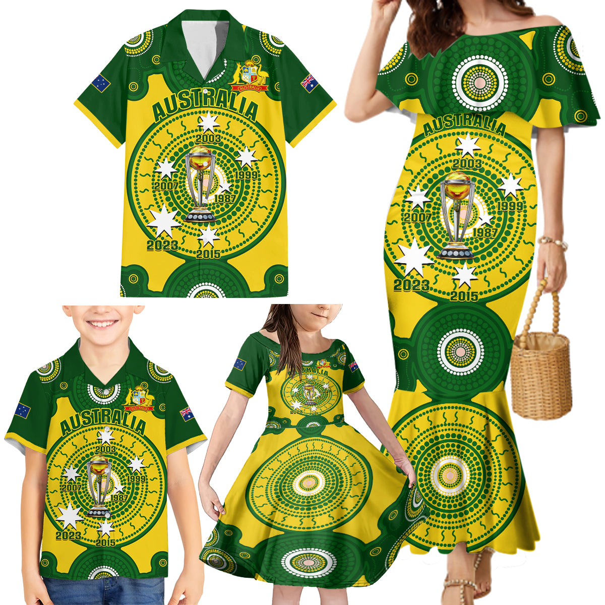 australia-cricket-family-matching-mermaid-dress-and-hawaiian-shirt-2023-world-cup-6th-champions-trophy-national-color