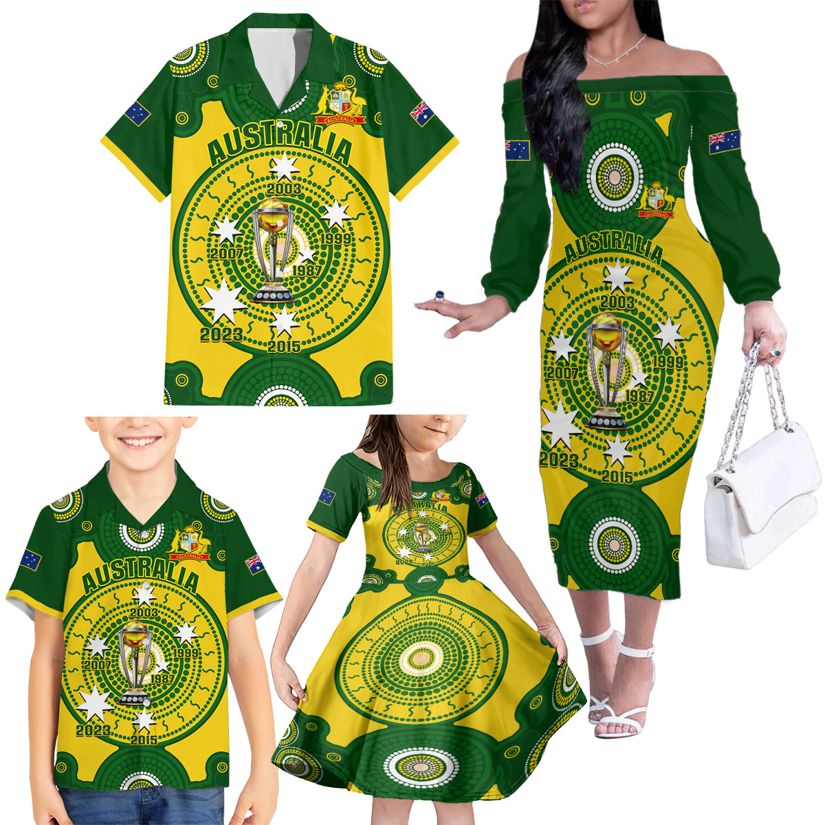 australia-cricket-family-matching-off-shoulder-long-sleeve-dress-and-hawaiian-shirt-2023-world-cup-6th-champions-trophy-national-color