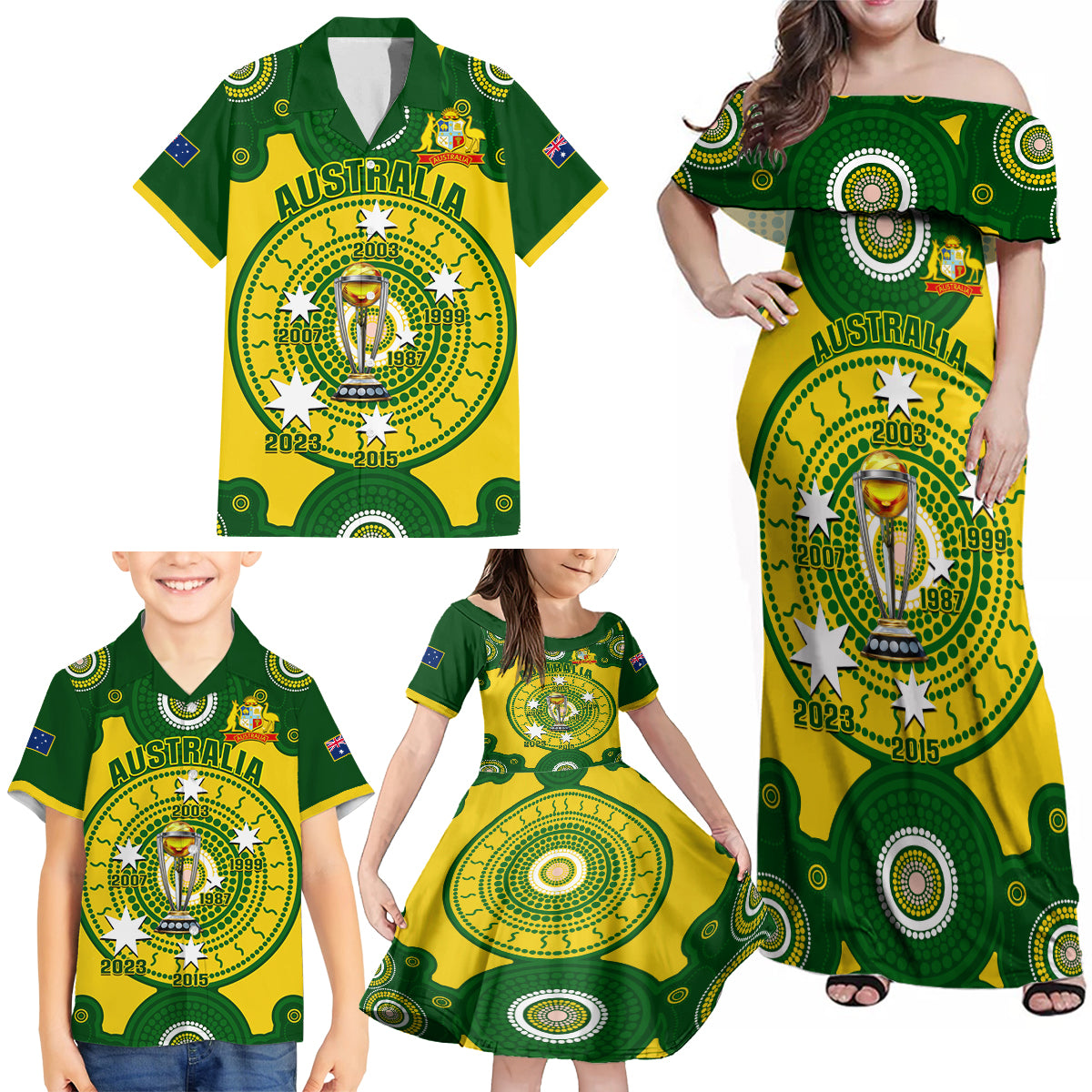 australia-cricket-family-matching-off-shoulder-maxi-dress-and-hawaiian-shirt-2023-world-cup-6th-champions-trophy-national-color