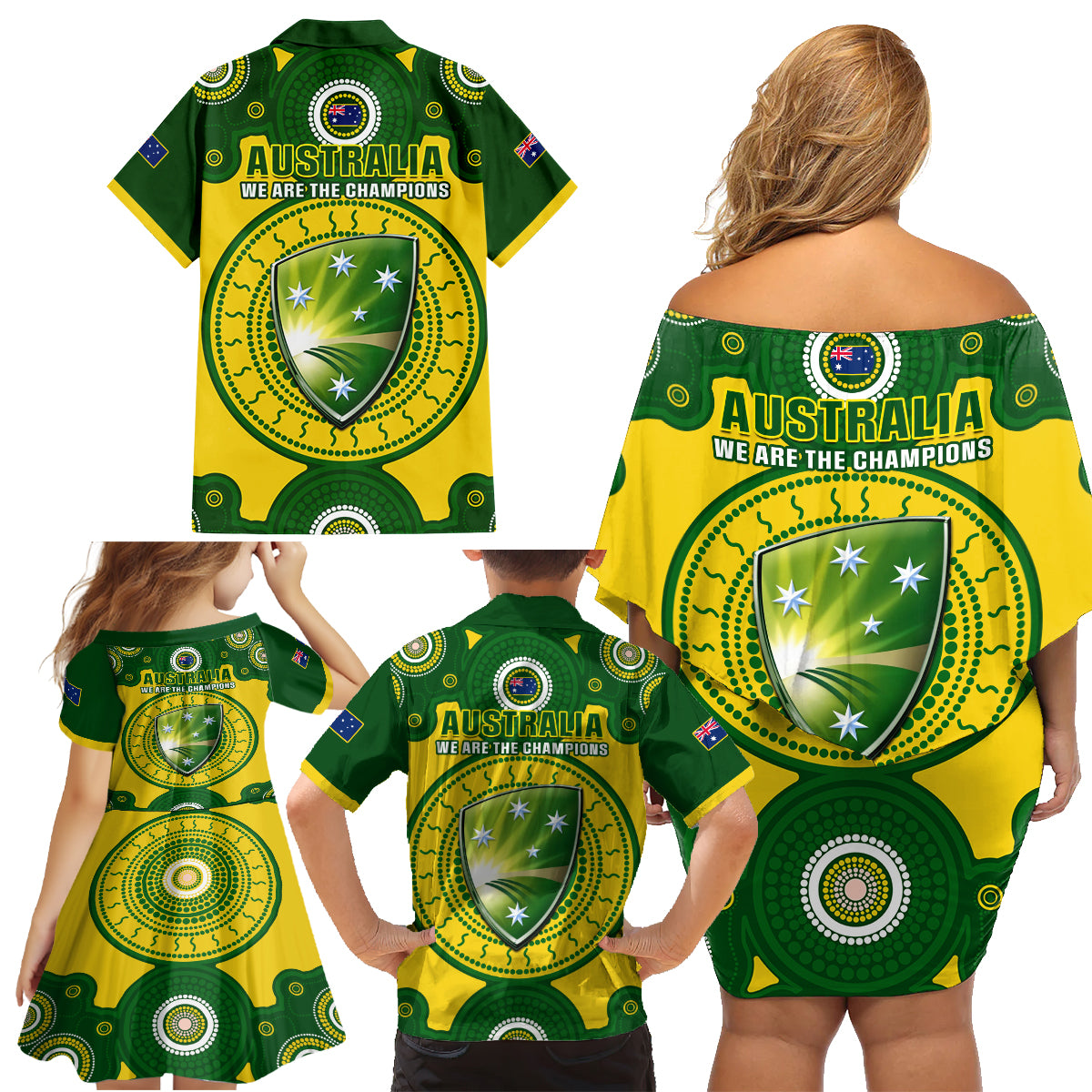 australia-cricket-family-matching-off-shoulder-short-dress-and-hawaiian-shirt-2023-world-cup-6th-champions-trophy-national-color