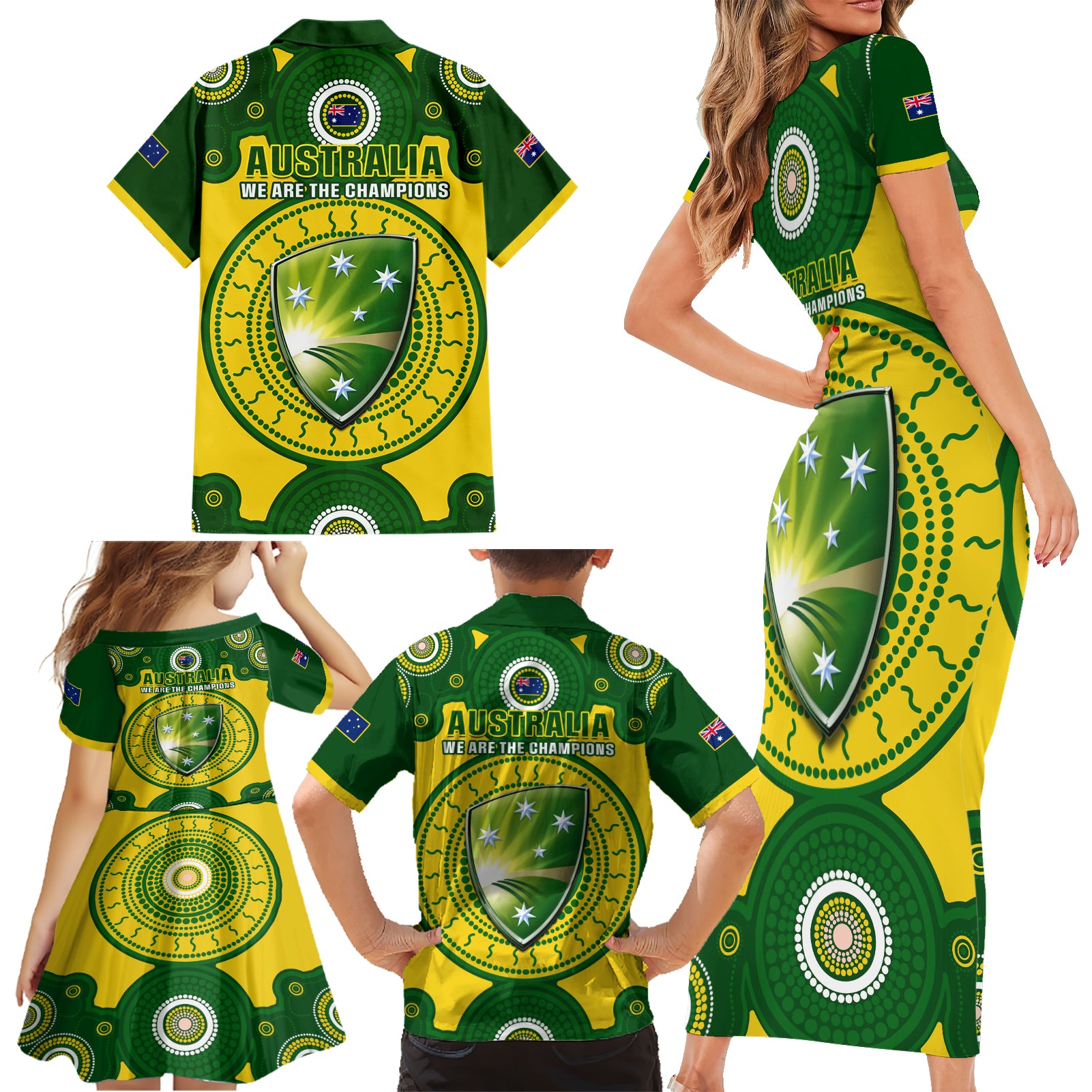 australia-cricket-family-matching-short-sleeve-bodycon-dress-and-hawaiian-shirt-2023-world-cup-6th-champions-trophy-national-color