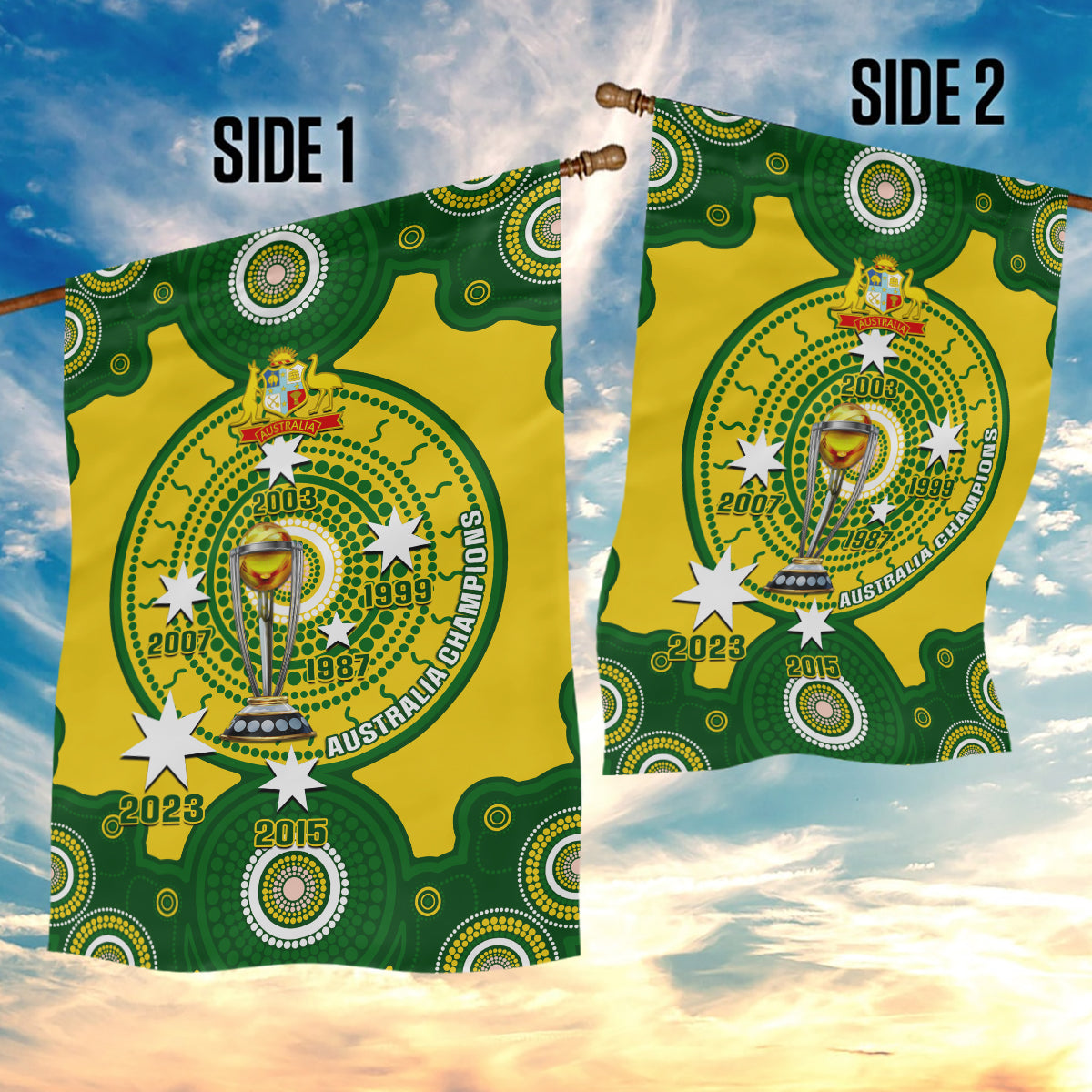 Australia Cricket Garden Flag 2023 World Cup 6th Champions Trophy National Color - Vibe Hoodie Shop