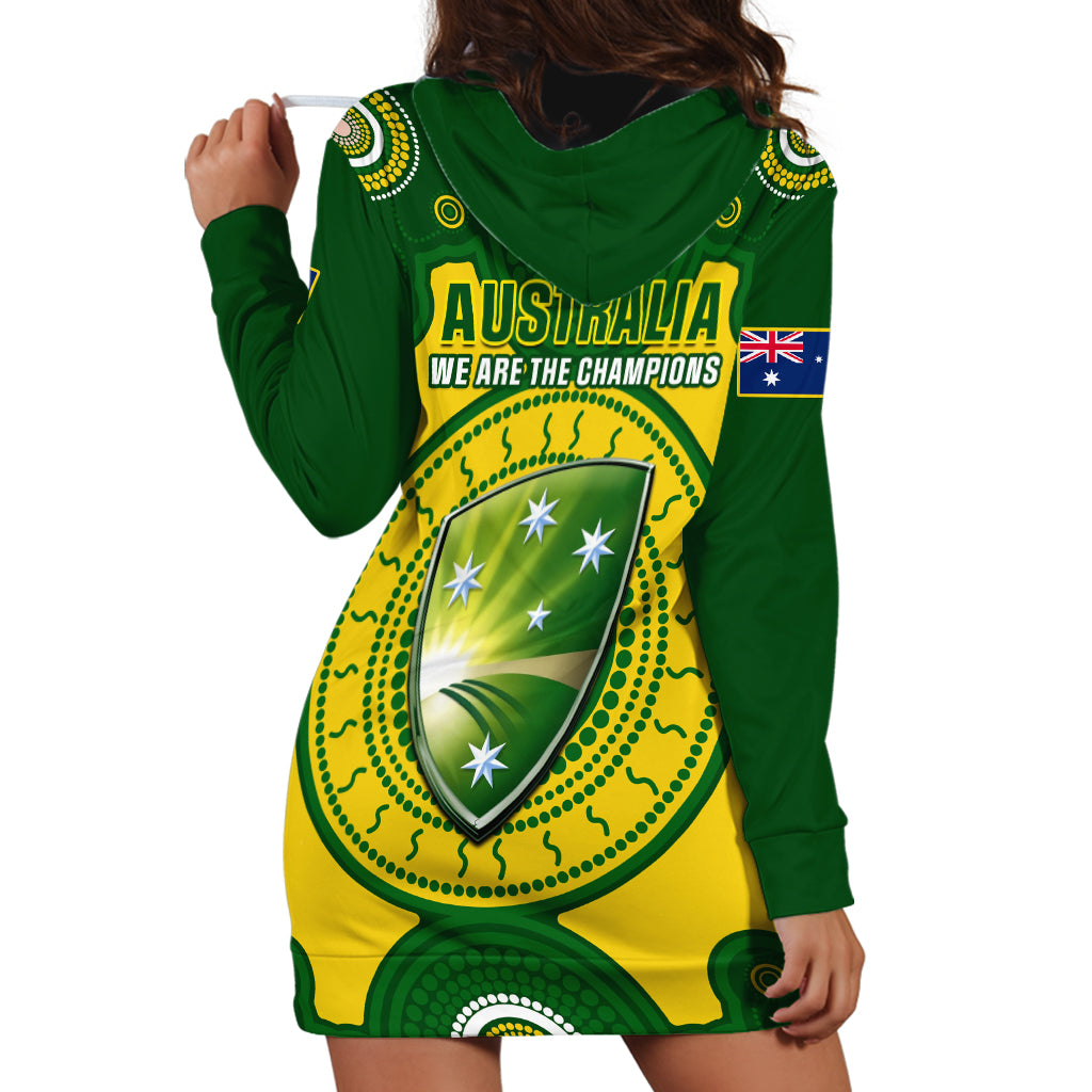 Australia Cricket Hoodie Dress 2023 World Cup 6th Champions Trophy National Color - Vibe Hoodie Shop