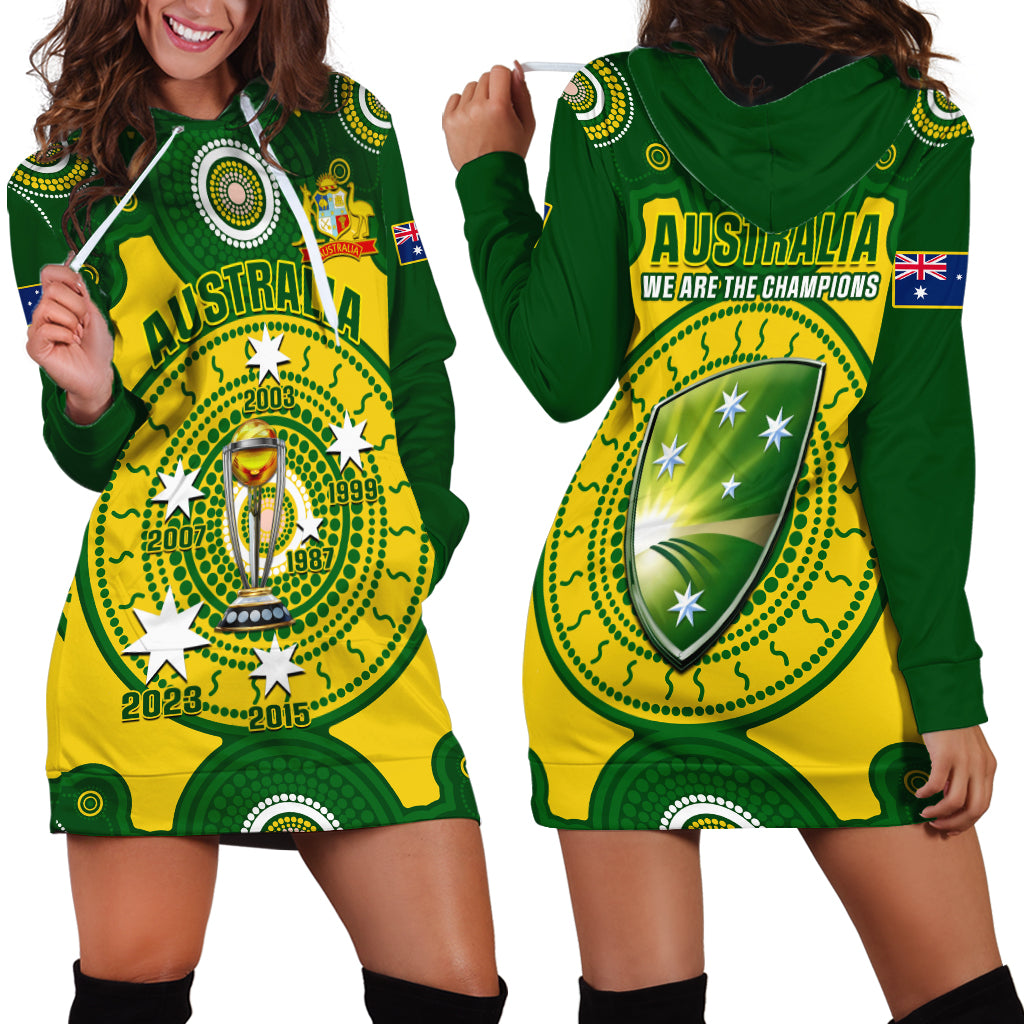 Australia Cricket Hoodie Dress 2023 World Cup 6th Champions Trophy National Color - Vibe Hoodie Shop