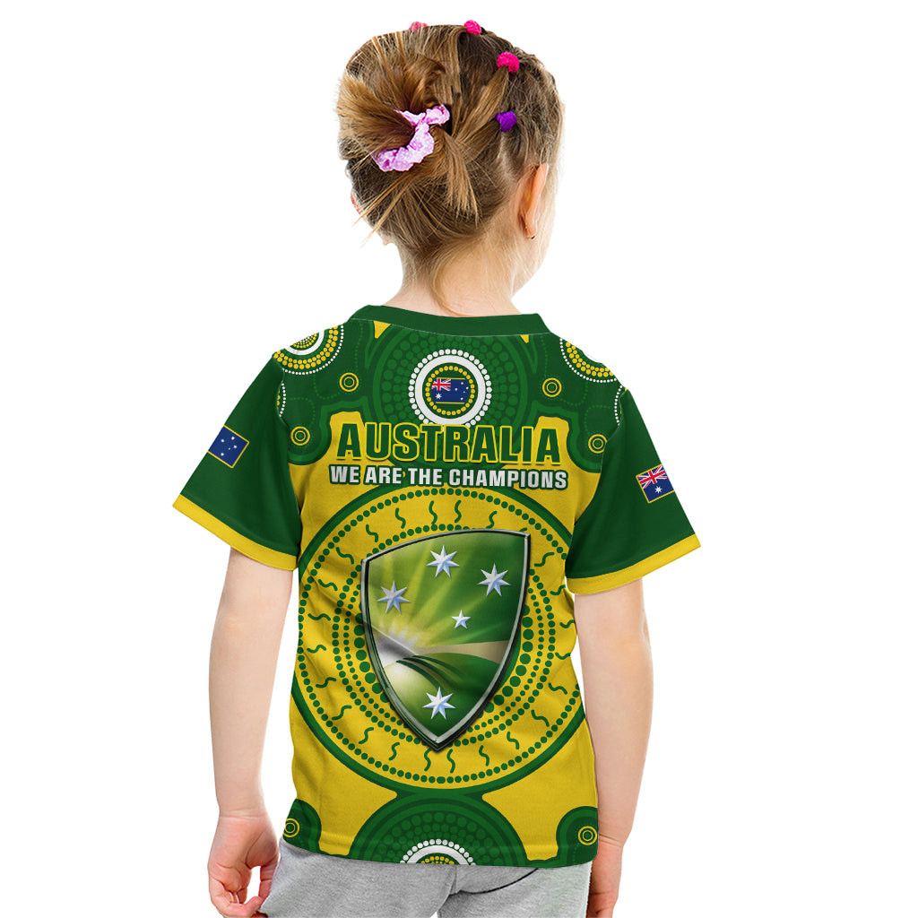 Australia Cricket Kid T Shirt 2023 World Cup 6th Champions Trophy National Color - Vibe Hoodie Shop