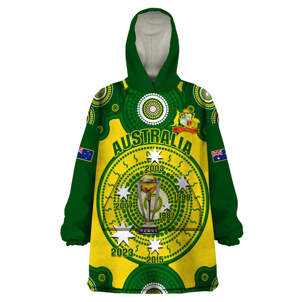 Australia Cricket Wearable Blanket Hoodie 2023 World Cup 6th Champions Trophy National Color - Vibe Hoodie Shop