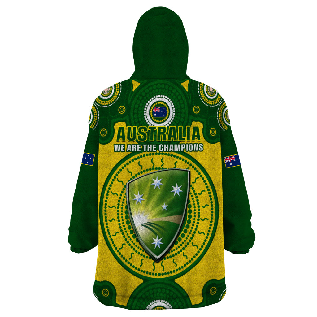 Australia Cricket Wearable Blanket Hoodie 2023 World Cup 6th Champions Trophy National Color - Vibe Hoodie Shop