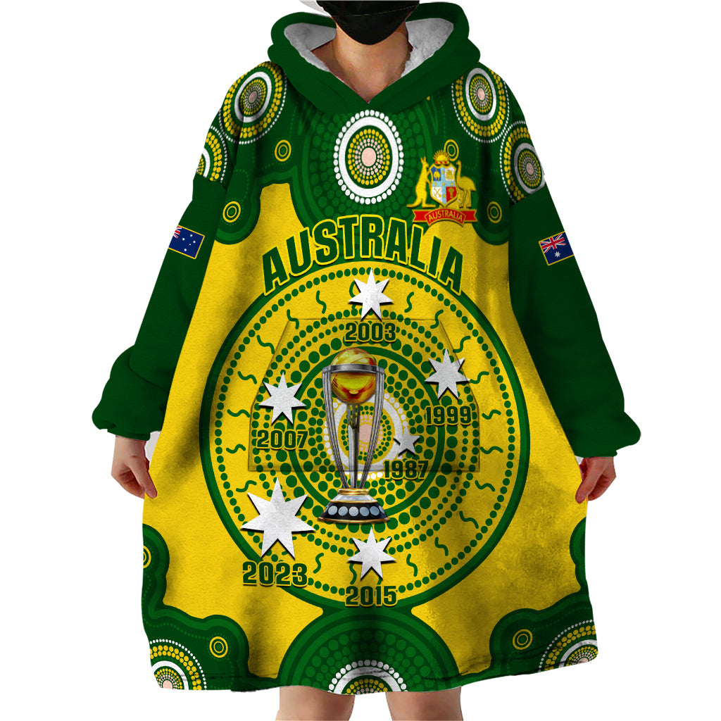 Australia Cricket Wearable Blanket Hoodie 2023 World Cup 6th Champions Trophy National Color - Vibe Hoodie Shop