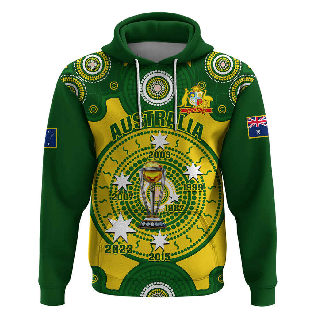 Personalised Australia Cricket Hoodie 2023 World Cup 6th Champions Trophy National Color - Vibe Hoodie Shop