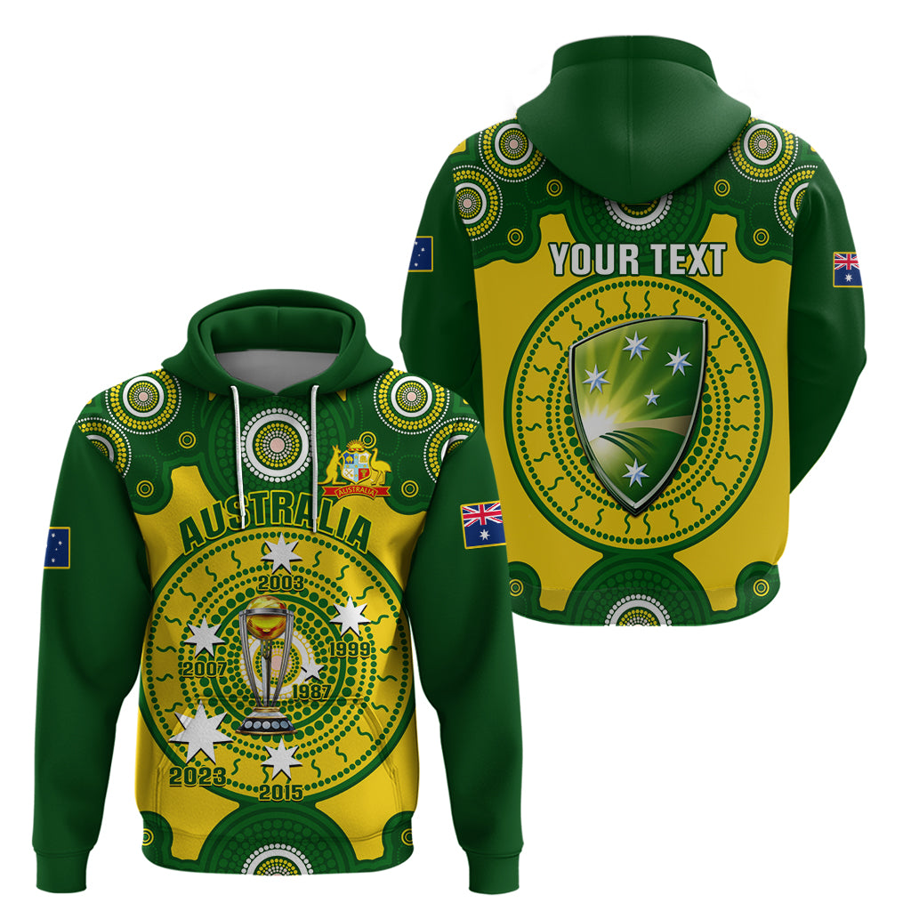 Personalised Australia Cricket Hoodie 2023 World Cup 6th Champions Trophy National Color - Vibe Hoodie Shop