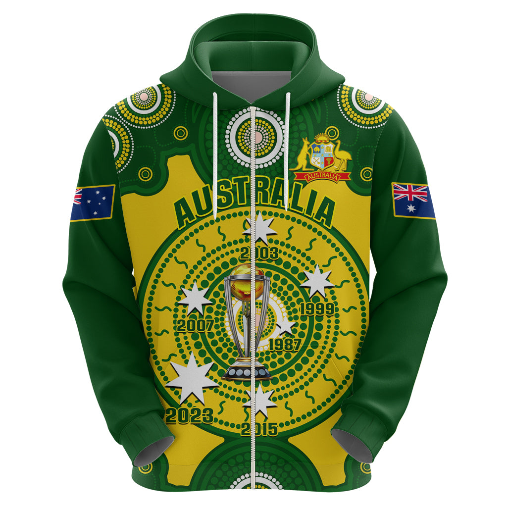 Personalised Australia Cricket Hoodie 2023 World Cup 6th Champions Trophy National Color - Vibe Hoodie Shop