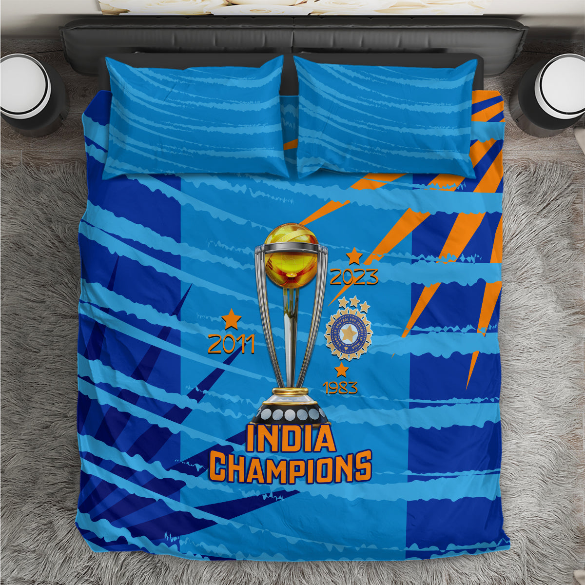 India Cricket Bedding Set 2023 World Cup 3rd Champions Proud - Vibe Hoodie Shop
